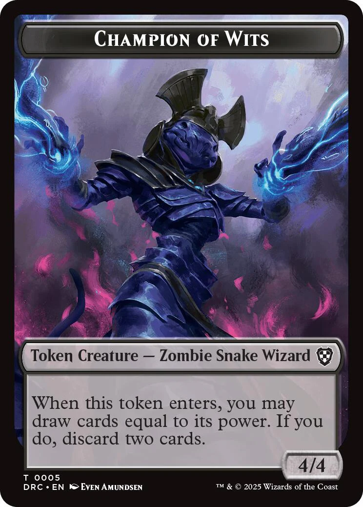 Champion of Wits // Zombie (0003) Double-Sided Token [Aetherdrift Commander Tokens]